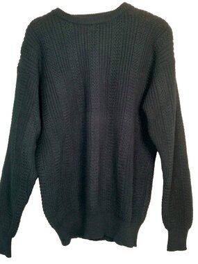 Vintage 1990 Wentworth Sweater Men Medium Black Crew Neck Retro Black